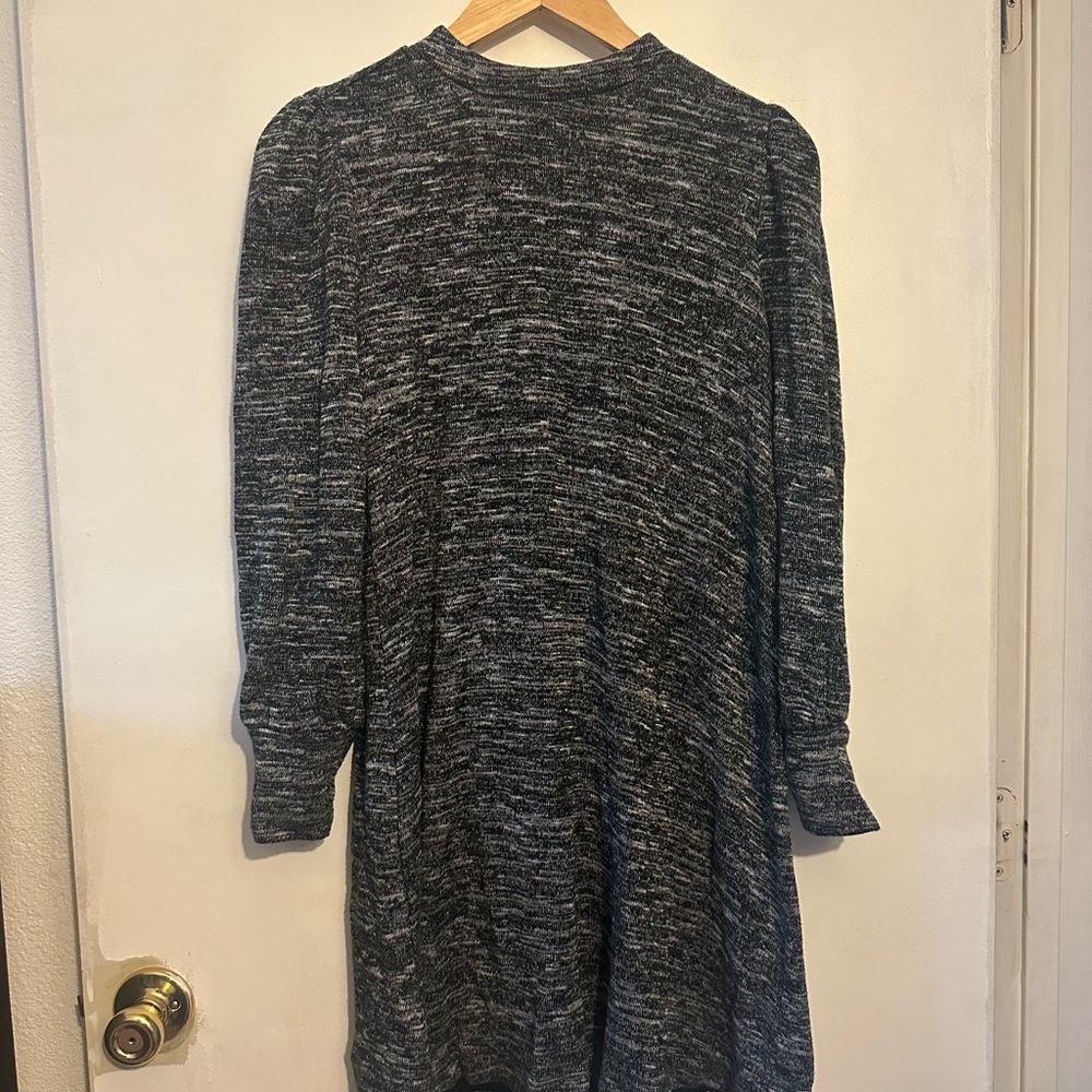 LOFT Black and Gray Long Sleeve Dress